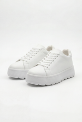 Men’s Tomato Store Platform Sneaker Clean Leather Upper Minimal Panel Design Lace Up Closure Shoes