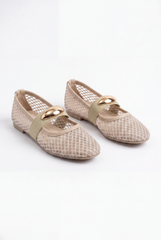Women’s Tomato Store Mesh Ballet Flats Shoes Breathable Open Knit Design Decorative Strap Detail