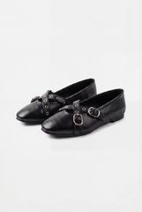 Women’s Tomato Store Mary Jane Flats Multi Strap Buckle Details Metal Eyelet Accents Ballet Flats Shoes