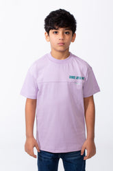 Boy's Ribbed Crew Neck Chest Visible Stitching Line Text Print Practical All Day Slim Fit Tomato Store T-Shirt