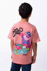 Boy's Tomato Store Breathable Fabric Playful Back Graphic Bold Artistic Sketches Crew Neck Slim Fit With Fun Active Everyday Wear T-Shirt