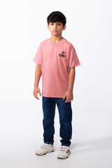 Boy's Tomato Store Breathable Fabric Playful Back Graphic Bold Artistic Sketches Crew Neck Slim Fit With Fun Active Everyday Wear T-Shirt