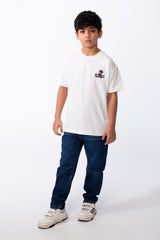 Boy's Tomato Store Breathable Fabric Playful Back Graphic Bold Artistic Sketches Crew Neck Slim Fit With Fun Active Everyday Wear T-Shirt