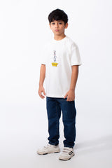 Boy's Bold Multi-Character Graphic Print Short Sleeves Rounded Neckline Tomato Store All Day Comfort Fit T-Shirt