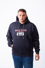 Men's Big Size Tomato Store Back Graphic Box Blurred Print Kangaroo Pocket Hooded Everyday Comfort Sweatshirt