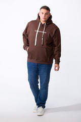 Men's Big Size Tomato Store Kangaroo Pocket Four-Leaf Clover Outline Back Print With Hood Long Sleeves Sweatshirt
