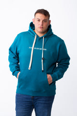 Men's Big Size Tomato Store Kangaroo Pocket Four-Leaf Clover Outline Back Print With Hood Long Sleeves Sweatshirt