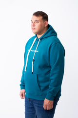 Men's Big Size Tomato Store Kangaroo Pocket Four-Leaf Clover Outline Back Print With Hood Long Sleeves Sweatshirt