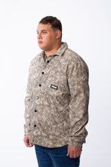 Men's Tomato Store Big Size Acid-Wash Pattern Textured Grid Fabric Classic Collar Full Front Snap Button Closure Practical Chest Pocket Shirt