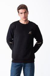 Men's Crew Neck Small Embroidery Matching Graphics Elbows Slim Fit Daily Wear Sweatshirt