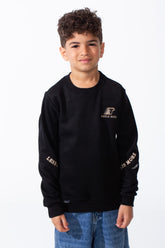 Boy's Stretchy Round Neck Elastic Cuffs Embroidery On Chest Matching Elbows Print Cozy Comfy Sweatshirt