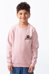 Boy's Round Neckline Long Sleeve With Embroidery Playful Pack Design Slim Fit Cozy Sweatshirt