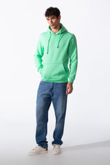 Men's Slim Fit Melton Tomato Front Kangaroo Pocket Hood Sweatshirt