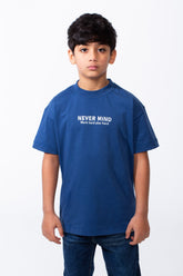 Boy's Modern Oversized Mock Neckline Crisp Contrast Print Short Sleeves Versatile T-Shirt