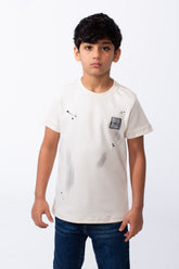 Boy's T-Shirt Ribbed Crew Neck Paint-Splatter Graphics Breathable Comfort Fabric Tomato Store