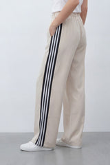 Women’s Tomato Store Side Stripe Sweatpants With Smooth Solid Surface Soft Draped Texture Contrast Side Tape