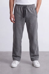 Men's Tomato Store Soft Twill Jogger Sweatpants Elastic Drawstring Waist Side Zip Pocket Detail Wide Leg