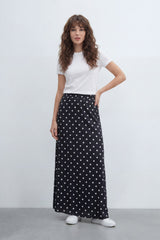 Women’s Tomato Store Dot Flow Maxi Skirt With Smooth Woven Texture Allover Polka Dot Print Regular
