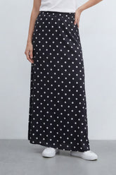 Women’s Tomato Store Dot Flow Maxi Skirt With Smooth Woven Texture Allover Polka Dot Print Regular