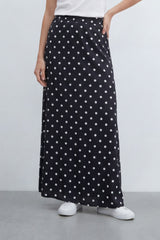 Women’s Tomato Store Dot Flow Maxi Skirt With Smooth Woven Texture Allover Polka Dot Print Regular