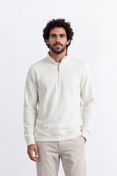 Men's Tomato Store Textured Knit Slim Fit Sweatshirt Quarter-Zip High Neck