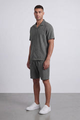 Men’s Tomato Store Crinkle Texture Resort Set With Camp Collar Regular Fit