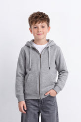 Boy's Tomato Store Melton Fleece Zip Hoodie Long Sleeve Front Pockets Subtle Chest Logo