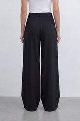 Women’s Tomato Store Tailored Flow Pants With Soft Draped Twill Texture Plain Solid Dye Surface Front Pleat Detail