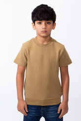 Boy's Short-Sleeve T-Shirt Tomato Store Textured Knit Fabric Ribbed Crew Neckline Breathable Material Slim Comfy Fit