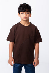 Boy's Short-Sleeve T-Shirt Dual-Tone Design Knit Fabric Crew Neckline Sporty Look Slim Fit Tomato Store