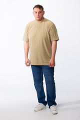 Men's Big Size Tomato Store Short Sleeve T-Shirt Classic Ribbed Crew Neckline Breathable Fabric Textured Pattern