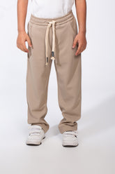 Boy's Elasticated Ribbed Waistband Deep Side Seam Pockets Over Size Fit Casual Outings Sweat Pants