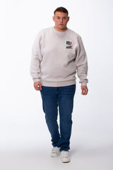 Men's Big Size Tomato Store Crewneck Bear Graphic Back Print Melton Fabric Long Sleeves Comfort Tailored Sweatshirt