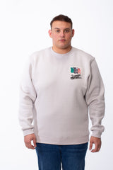 Men's Big Size Tomato Store Crewneck Bear Graphic Back Print Melton Fabric Long Sleeves Comfort Tailored Sweatshirt