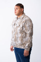 Men's Tomato Store Long Sleeve Classic Neck With Marble Pattern Flap Closure Chest Pockets Textured Fabric Big Size Jacket