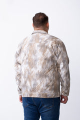Men's Tomato Store Long Sleeve Classic Neck With Marble Pattern Flap Closure Chest Pockets Textured Fabric Big Size Jacket