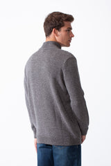 Men's High Collar Long Sleeve Practical Knit Fabric Front Stripe Design Slim Fit Basic Perfect For Layering Pullover