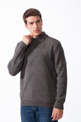 Men's High Collar Long Sleeve Practical Knit Fabric Front Stripe Design Slim Fit Basic Perfect For Layering Pullover