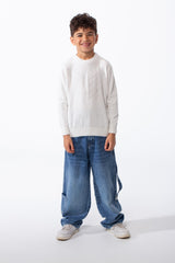 Boy’s Crew Neck Slim Fit Knitted Long Sleeve Pullover