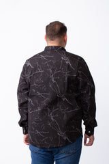 Men's Long Sleeve Classic Neck Jakar Unique Marble Pattern Textured Casual Tomato Store Big Size Shirt