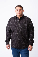 Men's Long Sleeve Classic Neck Jakar Unique Marble Pattern Textured Casual Tomato Store Big Size Shirt