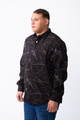 Men's Long Sleeve Classic Neck Jakar Unique Marble Pattern Textured Casual Tomato Store Big Size Shirt