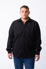 Men's Classic Button Down Buttoned Cuffs Textured Tonal Print Smart Casual Look Tomato Store Big Size Shirt