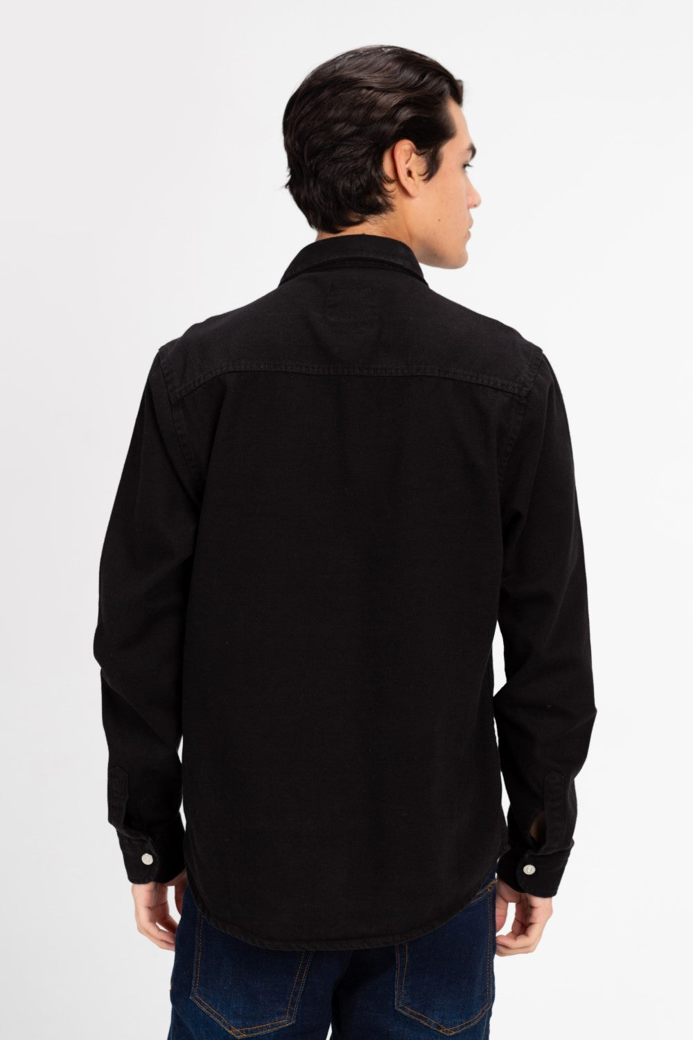 Men's Long Sleeved Gabardine Shirt With Front Pockets