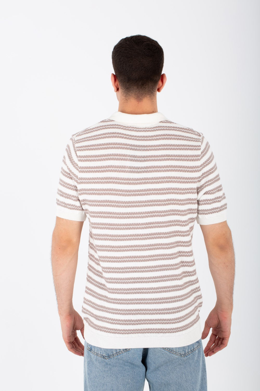 Mens Knits Striped Slim Fit Polo Trico T-Shirt With Short Sleeves