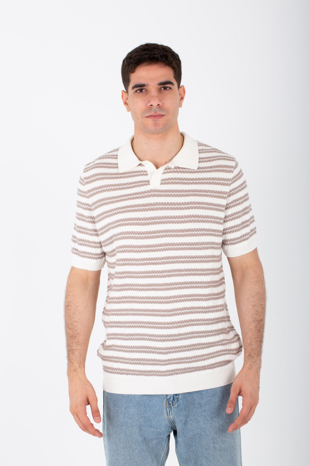 Mens Knits Striped Slim Fit Polo Trico T-Shirt With Short Sleeves
