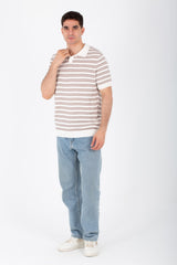 Mens Knits Striped Slim Fit Polo Trico T-Shirt With Short Sleeves