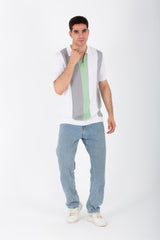Mens Striped Slim Fit Polo Trico T-Shirt With Short Sleeves And Collar