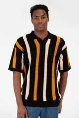 Men's Striped Short Sleeve Polo T-Shirt