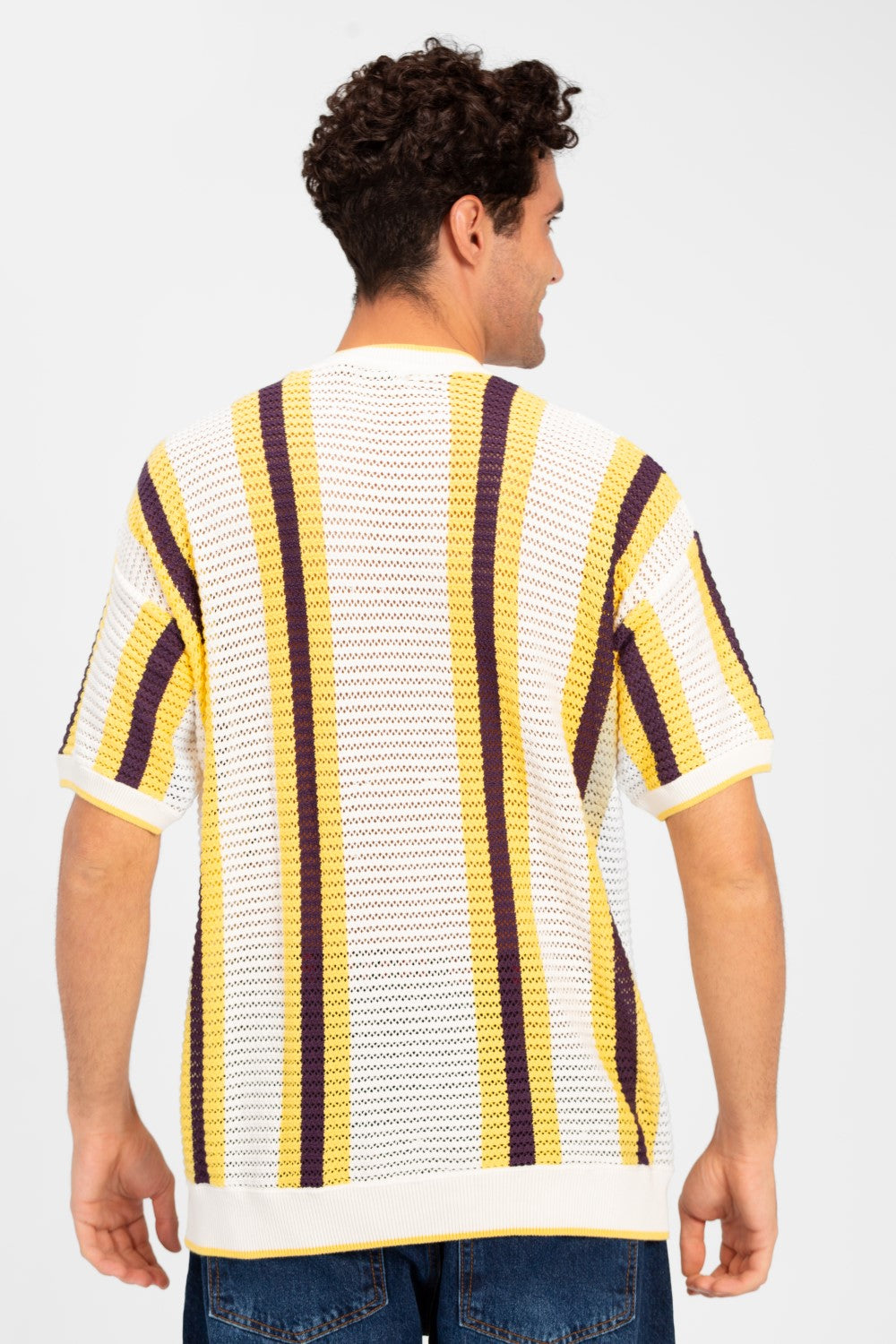 Men's Striped Slim Fit Cotton Knit T-Shirt